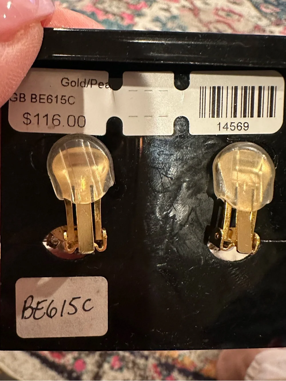 BOYER NEW YORK CLIP ON ELEGANT BLING PEARL GOLDTONE EARRINGS